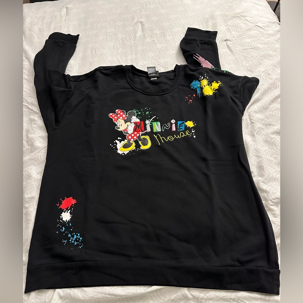 Disney Minnie Mouse Paint Splatter Crewneck
